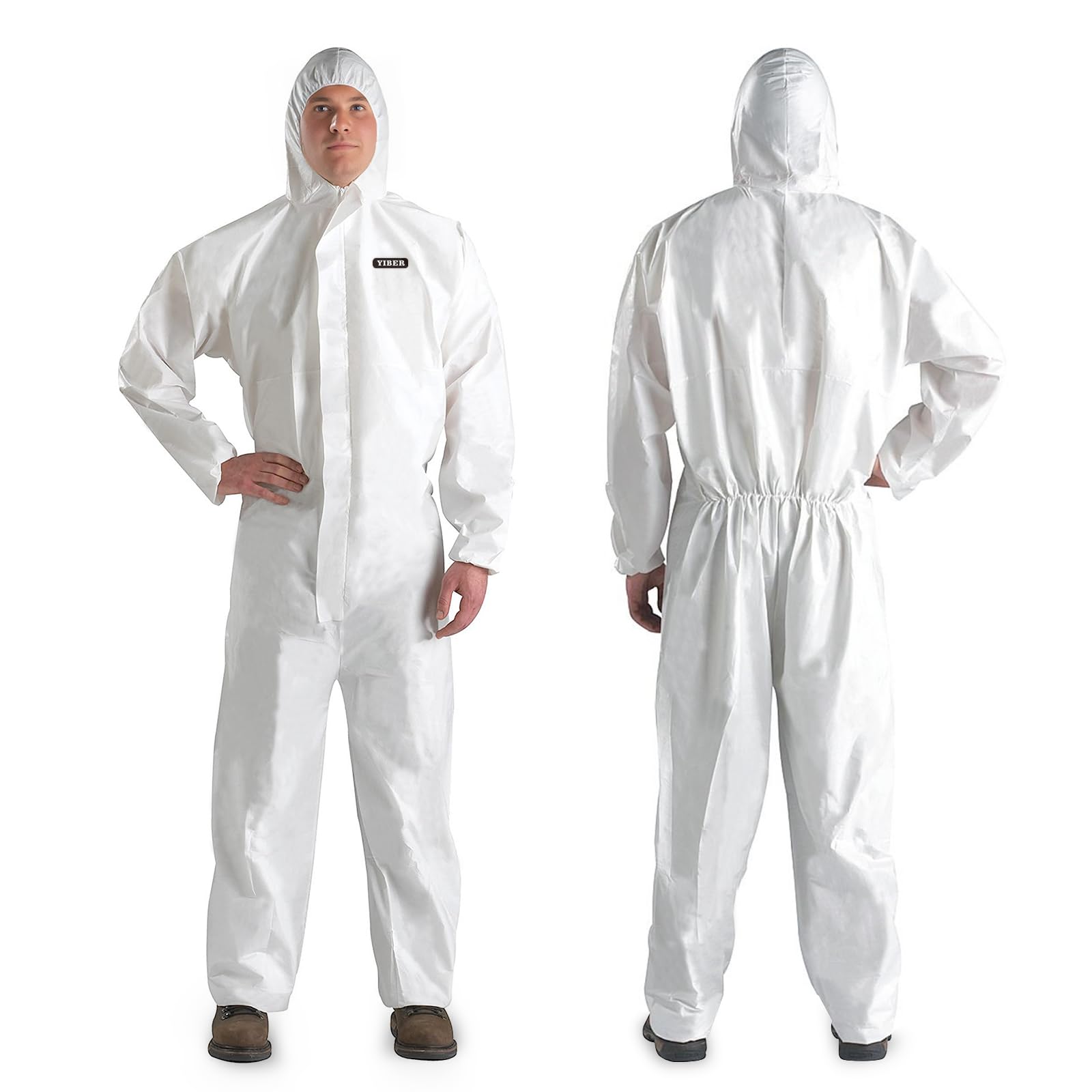 YIBER Hazmat Suit Disposable Coveralls | Full Body Painter Overalls with Hood in 7 Sizes with Multiple Specifications & Heavy-duty PPSB Material & PE Film | Safe for Countless Applications
